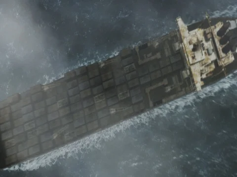 Container Ship Sailing in the Ocean Stock Footage 75176744