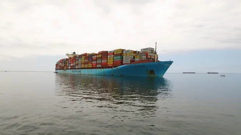 Container ship sailing on the Port of Long Beach Stock Footage 116492263