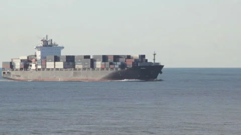 Container ship sailing at sea Stock Footage 59970076