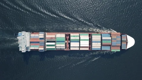 Container ship sailing in sea Stock Footage 91102822