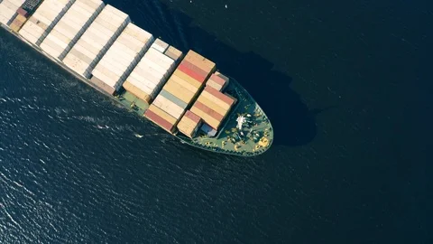 Container ship sailing in sea Stock Footage 109491269