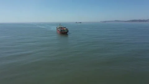 A container ship is sailing on the sea. Stock Footage 208867734