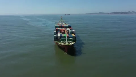 A container ship is sailing on the sea. Stock Footage 210530268