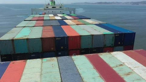 A container ship is sailing on the sea. Stock Footage 210530789