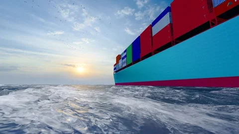 Container ship sailing in sea Stock Footage 242498355