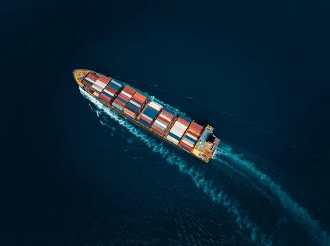Container Ship Sailing Through Ocean Near Si Racha Chon Buri Thailand Wide Sh Stock Photos
