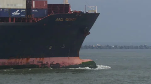 Container ship at sea, 4k shot. Stock Footage 64271564