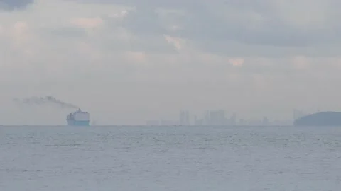 Container ship in the sea Stock Footage 219009962