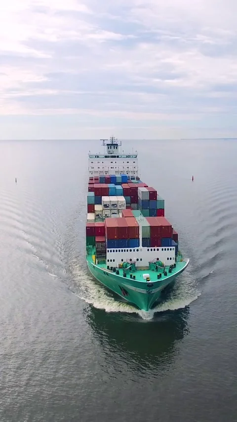 Container ship in the sea Stock Footage 224439442