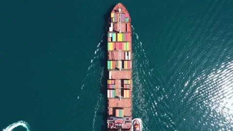 Container ship sea. industry freight shipping cargo transport Aerial top view. Stock Footage 336445881