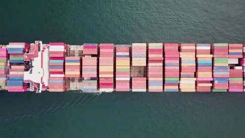 Container ship sea. industry freight shipping cargo transport Aerial top view. Stock Footage 336445918