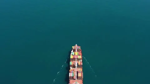 Container ship sea. industry freight shipping cargo transport Aerial top view. Stock-Footage 336445933
