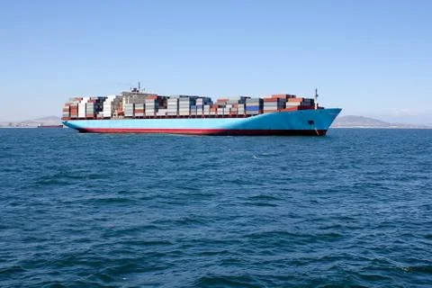 Container ship on sea Stock Photos