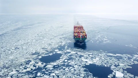 Container ship in the sea at winter time Stock Footage 85676838