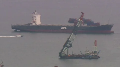 Container ship singapore 03 Stockbeeldmateriaal 855561