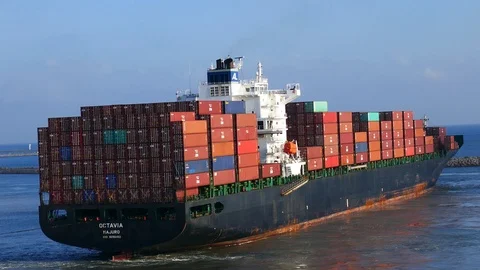 Container ship spin 4k intro video for business Stock Footage 95065068