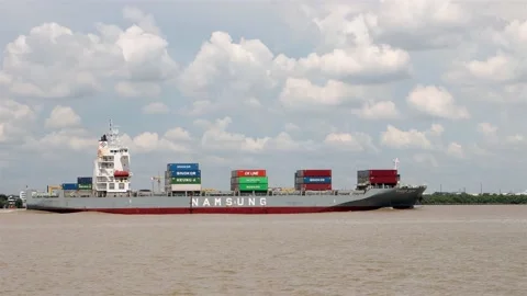 The Container Ship STARSHIP TAURUS loaded of containers Stock Footage 235416667
