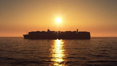 Container ship on sunset Stock Footage 97181260