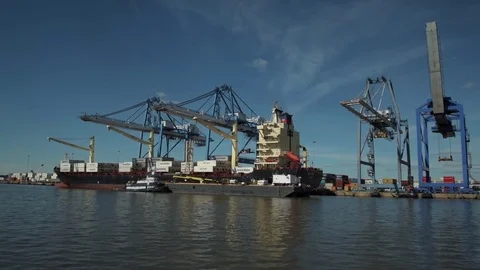 Container Ship Taking Bunker Fuel Stock Footage 74230509