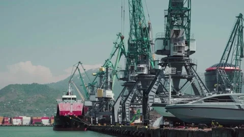 Container ship terminal Stock Footage 188558740