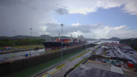 Container ship through Panama Canal Stock Footage 171819337