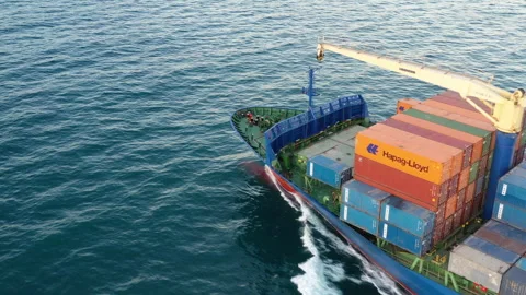 Container ship transits the Bosphorus Stock Footage 319078319