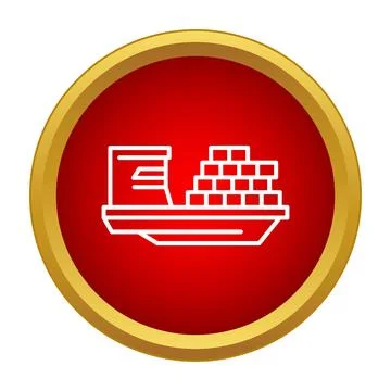 Container ship transporting cargo, global logistics concept icon Stock Illustration