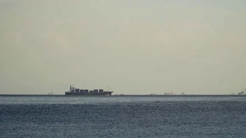 Container Ship Vessel Cargo Carrier in Manila Bay. Stock Footage 155971680