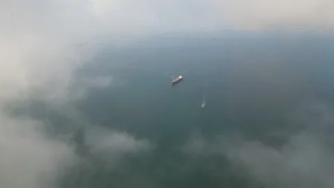 Container ship view from morning cloud Video stock 251593553