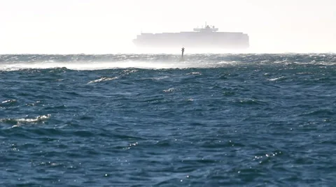 Container ship in the windstorm. Stock Footage 33059331