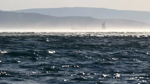 Container ship in the windstorm Stock Footage 33328150