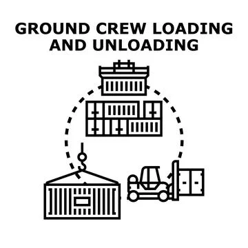 Container shipping logistics operations loading and unloading cargo イラスト素材