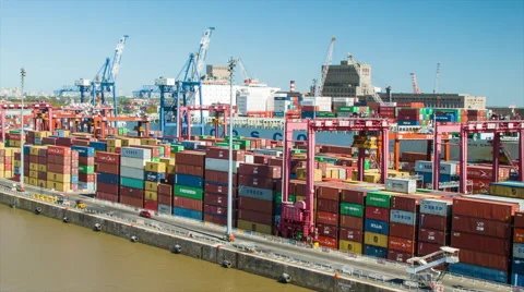 Container Shipping in the Port of Buenos Aires Argentina Stock Footage 61007239