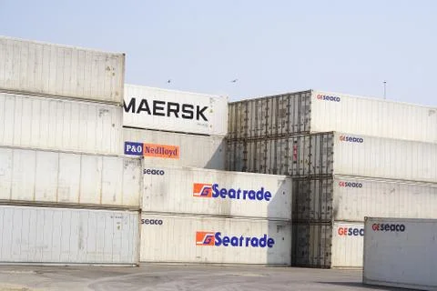 Container shipping yard Stock Photos
