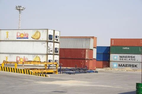 Container shipping yard Stock Photos