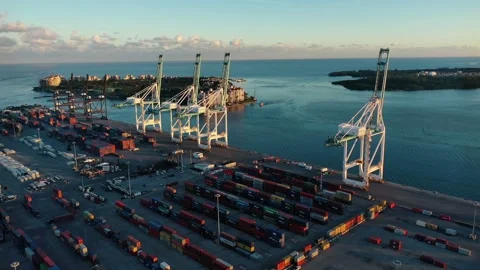 Container Ships And Lifting Cranes In The Terminal Port Stock Footage 113195814