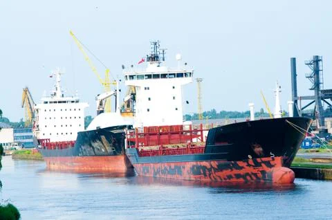 Container ships in dockyard Stock Photos