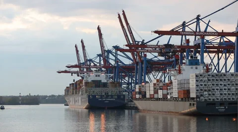 Container ships in Hamburg, Germany Stock Footage 33845090