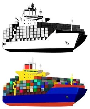 Container ships, vector illustration Stock Illustration