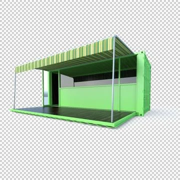 Container shop 3D Rendering Stock Illustration