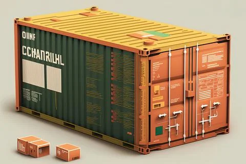 A container with a side opening and a side opening with a door and a side o.. 스톡 일러스트