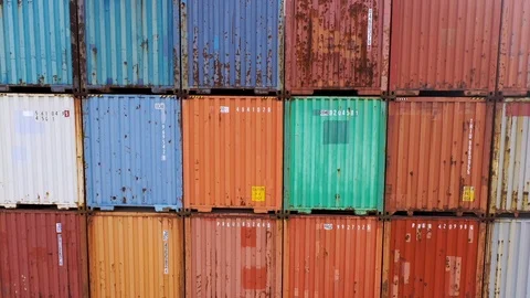 Container stack background, Stack of container, Logistic Import Export business Stock Footage 113549889