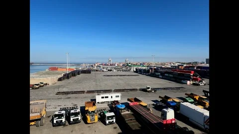 Container Stacking at a Major Port Stock Footage 287561330