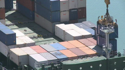 Container stacking on ship time lapse Stock Footage 313436