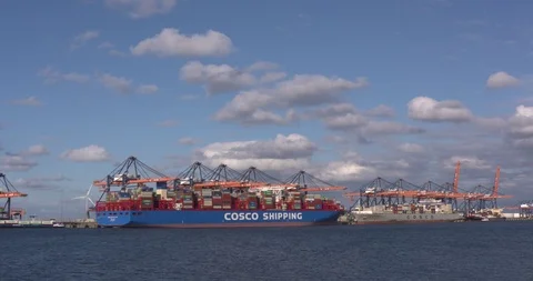 Container stowage at ECT Euromax Container Terminal Hutchison Ports Stock Footage 116610134