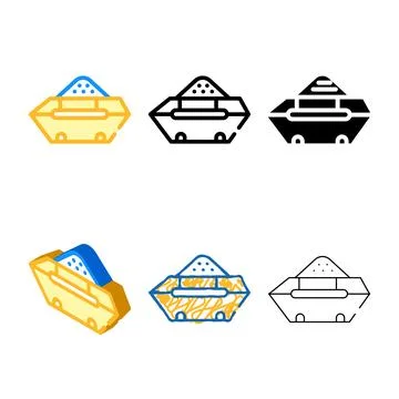 Container with stylized construction garbage color icon vector Stock Illustration