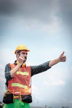 Container Supervisor Control Import/Export While Inspecting Containers Box in Stock Photos