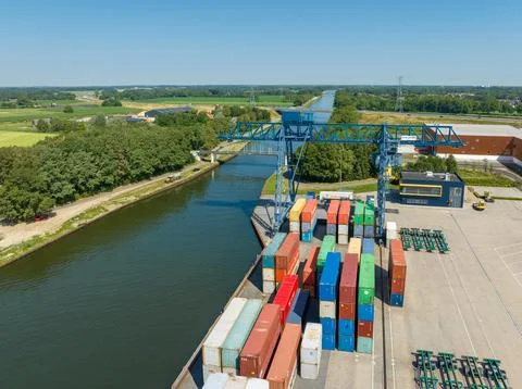 Container terminal from above Foto stock