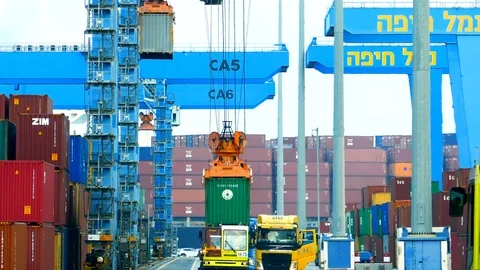 Container terminal activity 4k intro video for business Stock Footage 99179856