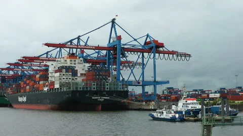 Container Terminal Burchardkai / Ships loading and unloading, Hamburg Stock Footage 39727802